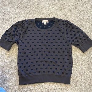 Philosophy Black Polka Dot Short Sleeve Top - Puff Sleeve